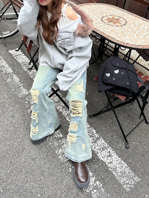XU パーカー 「Never mind the XU」fur hoodie / 「ネバーマインド ザ