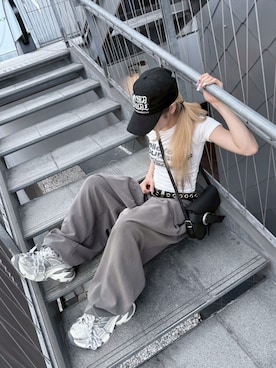 「Never mind the XU / Chikashitsu+（ネバーマインド ザ エックスユー / チカシツプラス）のアイテム」を使った、Never mind the XU / Chikashitsu+さん（レディース・160cm）の夏コーディネート