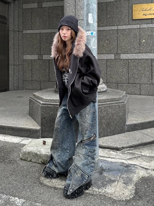 XU パーカー 「Never mind the XU」fur hoodie / 「ネバーマインド ザ