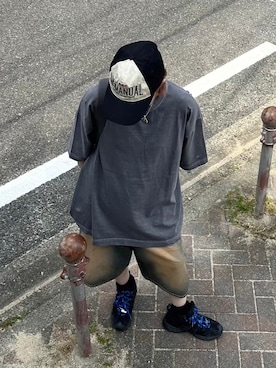 「NOMANUAL（NOMANUAL）のアイテム（帽子）」を使った、Never mind the XU / Chikashitsu+さん（レディース・161cm）の夏コーディネート