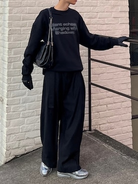 「Chikashitsu +（チカシツプラス）のアイテム（スウェット）」を使った、Never mind the XU / Chikashitsu+さん（メンズ・175cm）の冬コーディネート