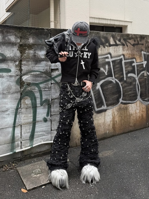 I FEEL LUCKY パーカー 「IFEELLUCKY」Lucky fur hood zip up / 「アイ