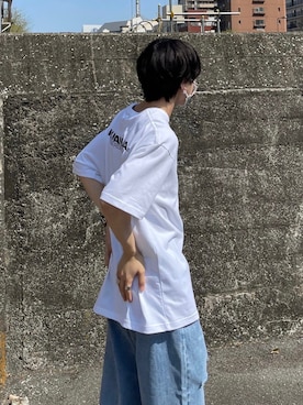 「NOMANUAL（NOMANUAL）のアイテム（トップス）」を使った、Never mind the XU / Chikashitsu+さん（メンズ・170cm）の春コーディネート