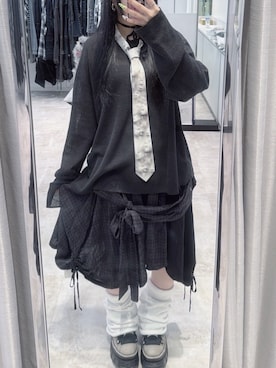 「アイテム（レッグウォーマー）」を使った、Never mind the XU / Chikashitsu+さん（レディース・162cm）の秋コーディネート