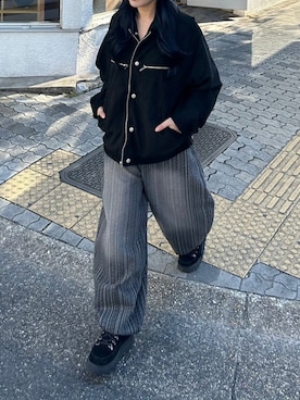 「Chikashitsu +（チカシツプラス）のアイテム（その他アウター）」を使った、Never mind the XU / Chikashitsu+さん（レディース・157cm）の秋コーディネート