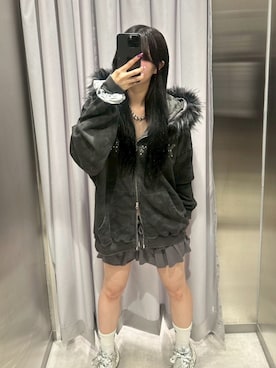「アイテム（パーカー）」を使った、Never mind the XU / Chikashitsu+さん（レディース・158cm）の秋コーディネート