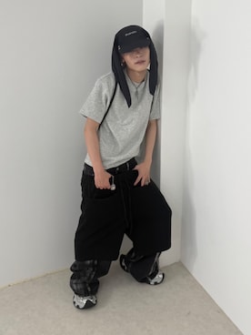 「アイテム（スウェットパンツ）」を使った、Never mind the XU / Chikashitsu+さん（メンズ・176cm）の夏コーディネート