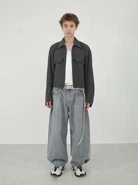 「クロップドトップス」｜「アイテム（その他アウター）」を使った、Never mind the XU / Chikashitsu+さん（メンズ・181cm）の秋コーディネート