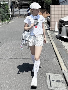 「アイテム（ハンチング/ベレー帽）」を使った、Never mind the XU / Chikashitsu+さん（レディース・160cm）の夏コーディネート