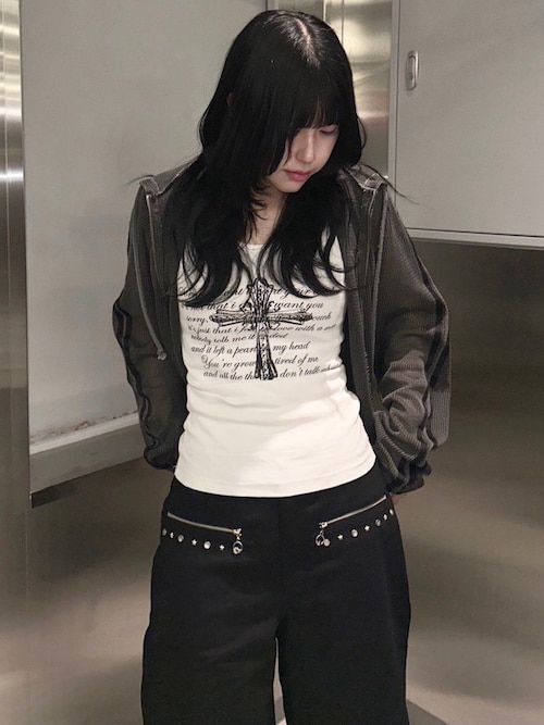 タンクトップ ノースリーブ 「FANCY CLUB」FRONT CROSS SLEEVELESS レディース FANCY CLUB】FRONT CROSS SLEEVELESS（タンクトップ）｜FANCY