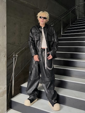 「Basic Pleasure Mode（ベーシックプレジャーモード）のアイテム」を使った、Never mind the XU / Chikashitsu+さん（メンズ・175cm）の夏コーディネート