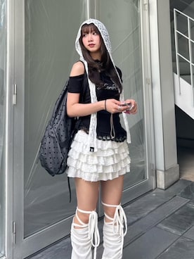 「アイテム（レッグウォーマー）」を使った、Never mind the XU / Chikashitsu+さん（レディース・153cm）の夏コーディネート