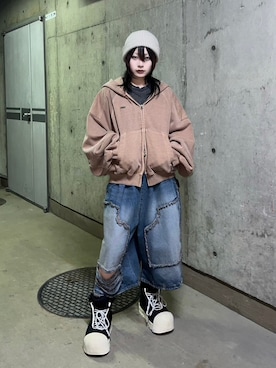 「AJOBYAJO（アジョバイアジョ）のアイテム（トップス）」を使った、Never mind the XU / Chikashitsu+さん（レディース・154cm）の秋コーディネート