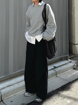 「Chikashitsu +（チカシツプラス）のアイテム（スウェット）」を使った、Never mind the XU / Chikashitsu+さん（メンズ・170cm）の秋コーディネート