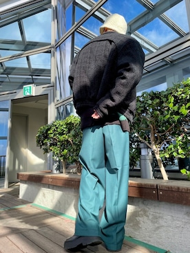 「Chikashitsu +（チカシツプラス）のアイテム（スラックス）」を使った、Never mind the XU / Chikashitsu+さん（メンズ・173cm）の冬コーディネート