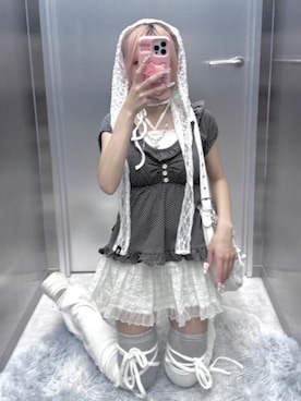 「アイテム（キャミソール）」を使った、Never mind the XU / Chikashitsu+さん（レディース・150cm）の冬コーディネート