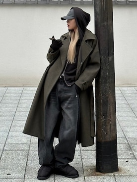「Chikashitsu +（チカシツプラス）のアイテム（パーカー）」を使った、Never mind the XU / Chikashitsu+さん（メンズ・179cm）の冬コーディネート