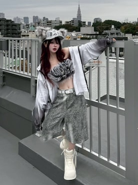 「アイテム（パーカー）」を使った、Never mind the XU / Chikashitsu+さん（レディース・157cm）の秋コーディネート