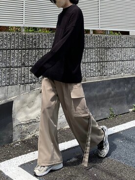 「Chikashitsu +（チカシツプラス）のアイテム（カーゴパンツ）」を使った、Never mind the XU / Chikashitsu+さん（メンズ・178cm）の夏コーディネート