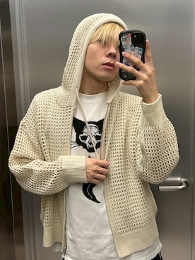 「アイテム（パーカー）」を使った、Never mind the XU / Chikashitsu+さん（メンズ・180cm）の夏コーディネート