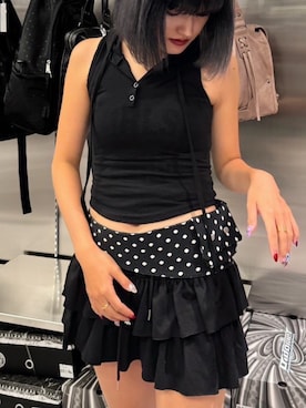 「Never mind the XU / Chikashitsu+（ネバーマインド ザ エックスユー / チカシツプラス）のアイテム」を使った、Never mind the XU / Chikashitsu+さん（レディース・165cm）の夏コーディネート