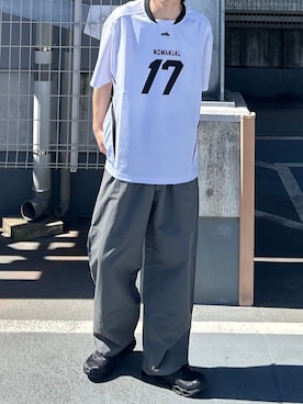 「NOMANUAL（NOMANUAL）のアイテム」を使った、Never mind the XU / Chikashitsu+さん（メンズ・174cm）の春コーディネート
