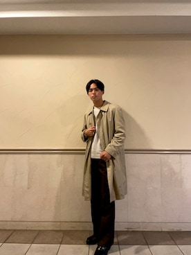 「バーバリー」｜「アイテム（ステンカラーコート）」を使った、kenさん（メンズ・174cm）の秋コーディネート