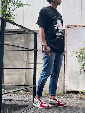 「赤スニーカー」｜アトランティックスターズさん（メンズ・180cm）の夏コーディネート