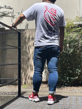 「赤スニーカー」｜アトランティックスターズさん（メンズ・173cm）の夏コーディネート