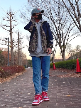 「carhartt」｜「アイテム（ナイロンジャケット）」を使った、8manさん（メンズ・169cm）の冬コーディネート