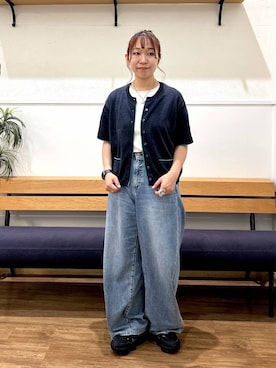 「GLOBAL WORK（グローバルワーク）のGOODデニムバレルCOOL/627009（デニムパンツ、ブルー系）」を使った、manayan0602さん（レディース）の夏コーディネート