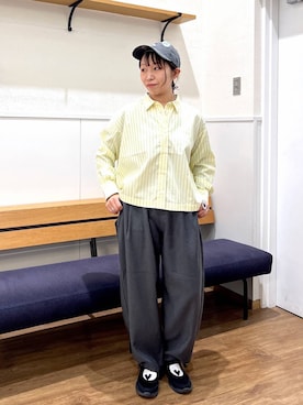「GLOBAL WORK（グローバルワーク）のペインターパンツ/636475（その他パンツ、グレー系）」を使った、manayan0602さん（レディース）の春コーディネート