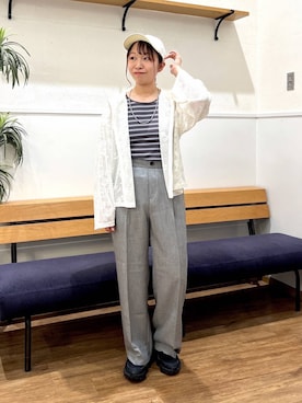 「GLOBAL WORK（グローバルワーク）のスッキリイージーパンツ/600988（その他パンツ、グレー系）」を使った、manayan0602さん（レディース）の春コーディネート