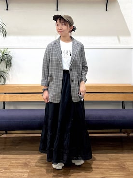 「GLOBAL WORK（グローバルワーク）のmeets India/レーススカート/601013（スカート、ブラック系）」を使った、manayan0602さん（レディース）の春コーディネート