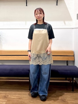 「GLOBAL WORK（グローバルワーク）のGOODデニムバレルCOOL/627009（デニムパンツ、ブルー系）」を使った、manayan0602さん（レディース）の夏コーディネート