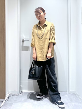 「GLOBAL WORK（グローバルワーク）のGOODデニムバギーパンツ/498388（デニムパンツ）」を使った、manayan0602さん（レディース・158cm）の夏コーディネート