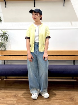 「GLOBAL WORK（グローバルワーク）のフェイクレイヤードT半袖/684021（Tシャツ/カットソー、ホワイト系）」を使った、manayan0602さん（レディース）の夏コーディネート