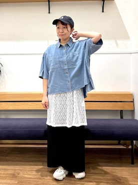 「GLOBAL WORK（グローバルワーク）のリラックスジャージマキシスカート/1049218（スカート、ブラック系）」を使った、manayan0602さん（レディース）の夏コーディネート