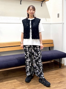 「GLOBAL WORK（グローバルワーク）のmeets India/刺繍レースベスト/601191（ベスト、ブラック系）」を使った、manayan0602さん（レディース）の春コーディネート