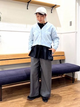 「GLOBAL WORK（グローバルワーク）のヘビロッTEEアソート切り替えプルオーバー/580895（Tシャツ/カットソー、ブラック系）」を使った、manayan0602さん（レディース）の春コーディネート