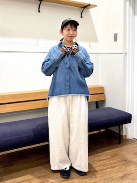 「GLOBAL WORK（グローバルワーク）のストレッチ総レースプルオーバー長袖/580886（Tシャツ/カットソー、ブラウン系）」を使った、manayan0602さん（レディース）の春コーディネート