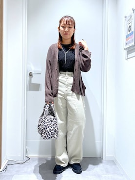 「GLOBAL WORK（グローバルワーク）のGOODデニムバギーパンツ/498388（デニムパンツ）」を使った、manayan0602さん（レディース・158cm）の秋コーディネート