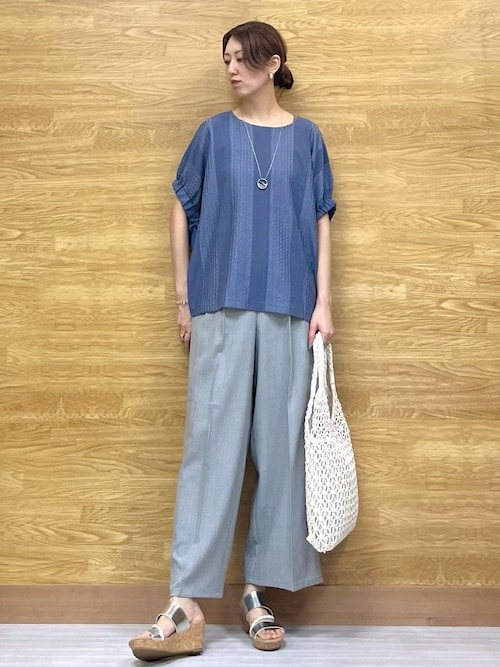 ROY◆超美品Mystarada◆麻調トップス×麻調パンツ　セットアップ 特価】麻調クロップドパンツ 茶 セットアップ着用可【AOKI公式通販】