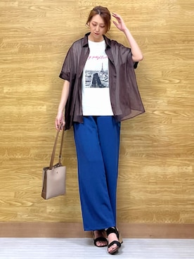 「SHOO・LA・RUE（シューラルー）の【軽量】ふわっと軽い3層ショルダーバッグ（ショルダーバッグ）」を使った、もすさん（レディース・170cm）の夏コーディネート