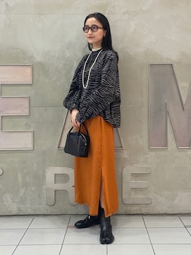 「アイテム（スカート、オレンジ系）」を使った、IGARAMUさん（レディース・162cm）の夏コーディネート