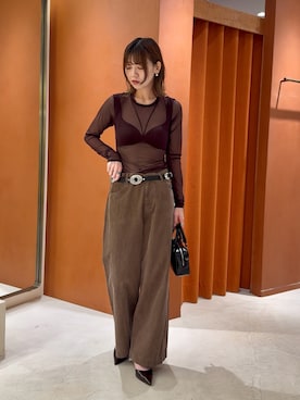 「Whim Gazette（ウィムガゼット）の【Hoaw.】コンチョベルト（ベルト）」を使った、あおさや。さん（レディース・160cm）の秋コーディネート