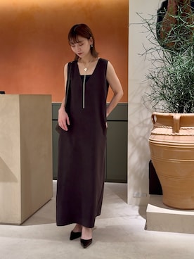 「Whim Gazette（ウィムガゼット）の【Hoaw.】ガラスレザーショルダー（ショルダーバッグ、ブラウン系）」を使った、あおさや。さん（レディース・160cm）の夏コーディネート