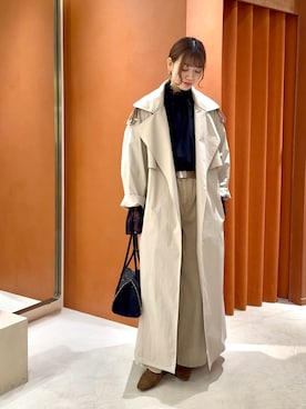 「アイテム（トレンチコート、ベージュ系）」を使った、あおさや。さん（レディース・160cm）の秋コーディネート