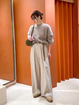 「アイテム（デニムパンツ、ベージュ系）」を使った、あおさや。さん（レディース・160cm）の秋コーディネート