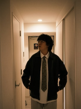 「アイテム（ライダースジャケット）」を使った、liouzpさん（メンズ・173cm・20代）の秋コーディネート